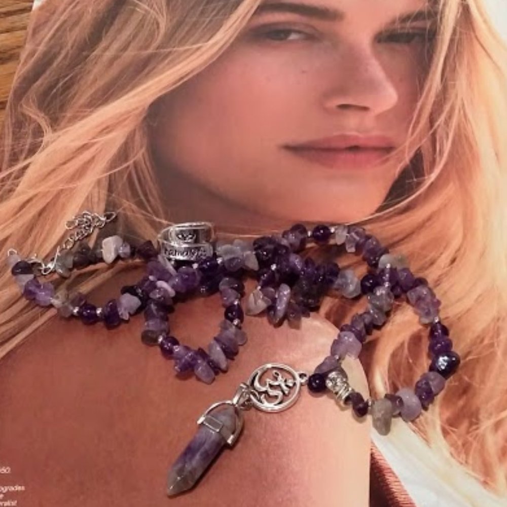 Namaste Ring & Lavender Om Necklace Set